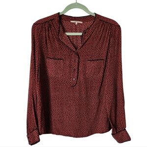 GERARD DAREL long sleeve silk 1/4‎ button blouse graphic print 38